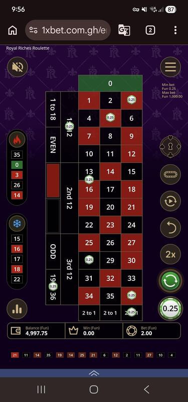 Royal Riches Roulette Demo at 1xBet