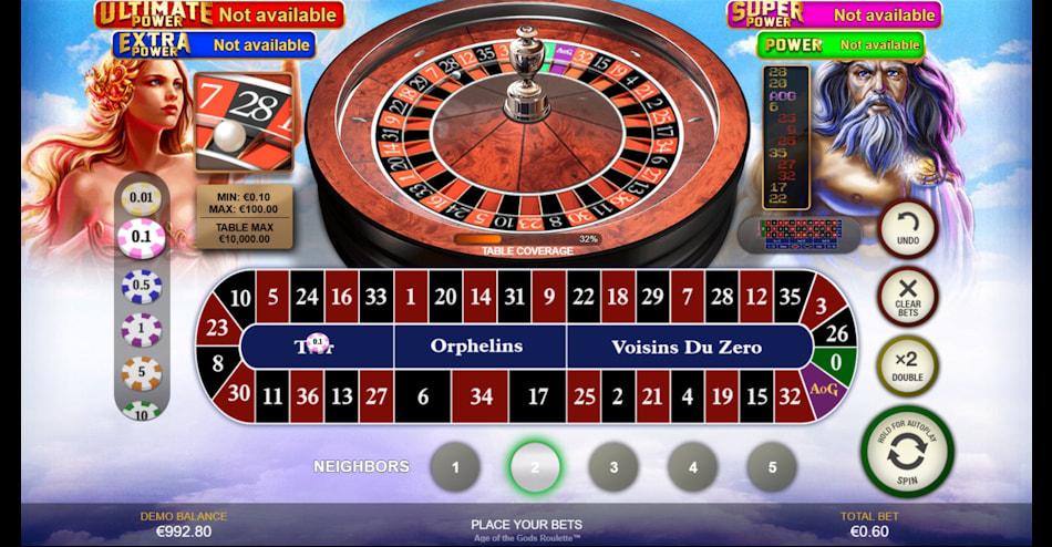 Age of the Gods Roulette Racetrack View