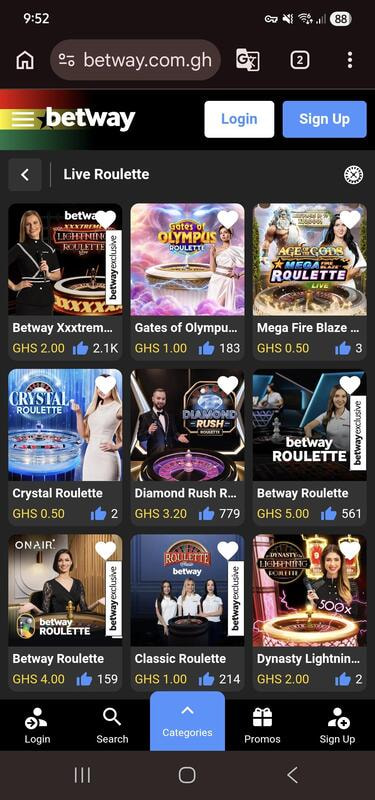 Exclusive Online Roulette at betway in Ghana