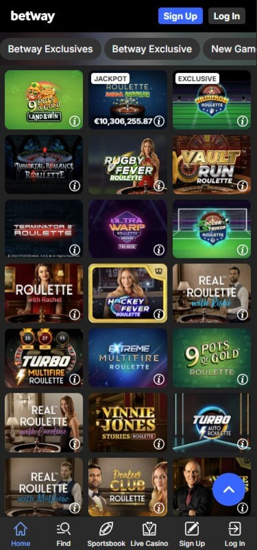 Exclusive Online Roulette at Betway in Ireland