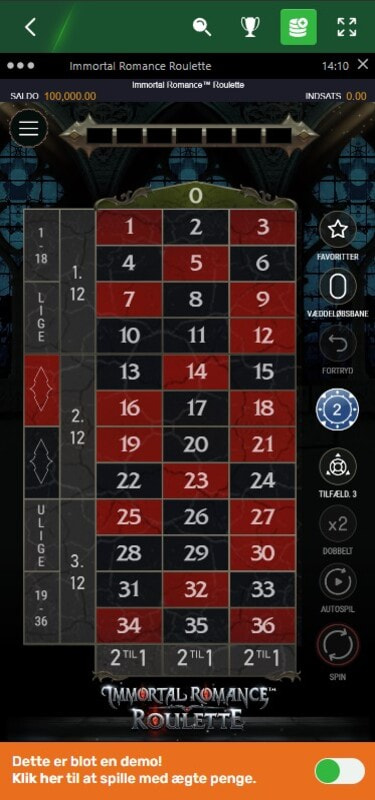 Immortal Romance Roulette Demo at CampoBet