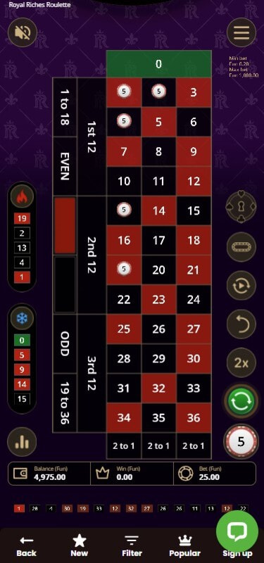 Royal Riches Roulette Demo at DragonSlots