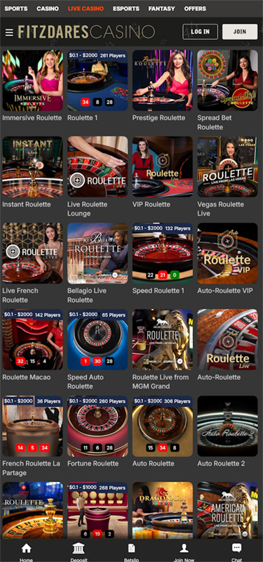 Online Roulette Variety at Fitzdares Casino