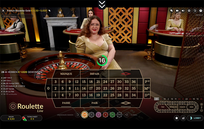 Frans roulette tafel met La Partage regel