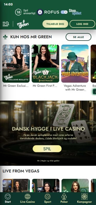 Exclusive Online Roulette at Mr Green in Denmark