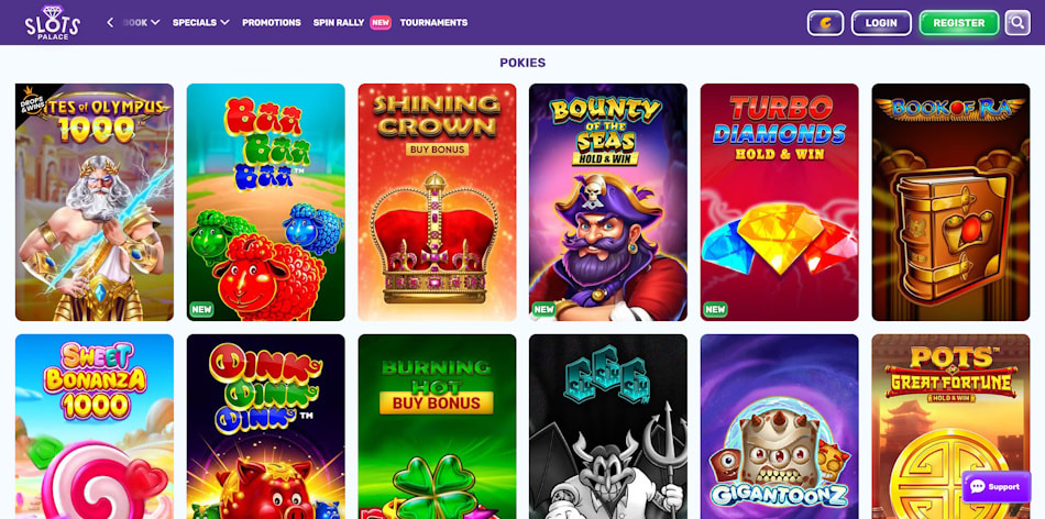 Slots Palace Online Pokies Lobby.