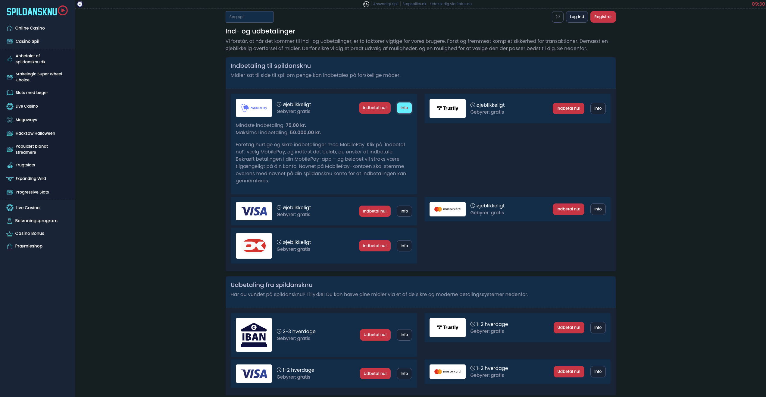 Spildansknu MobilePay udbetaling bekræftelsesside med behandlingstid synlig