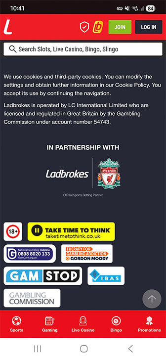 Ladbrokes UK Licensing Information
