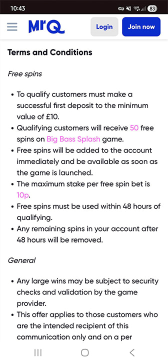 MRQ Casino Welcome Bonus Terms