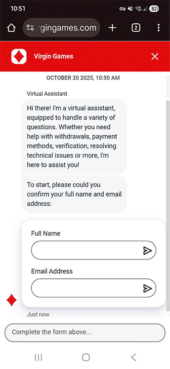 Virgin Games Customer Support Options