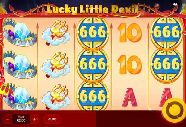 The Lucky Little Devil demo game rows and reels.
