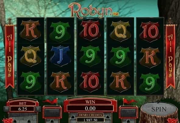 An in-game view of the Robyn slot from Genesis Gaming showing the fairytale characters