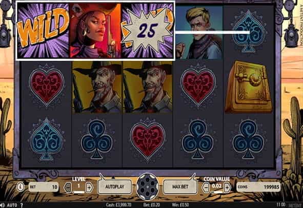 An in-game view of the Wild Wild West online slot