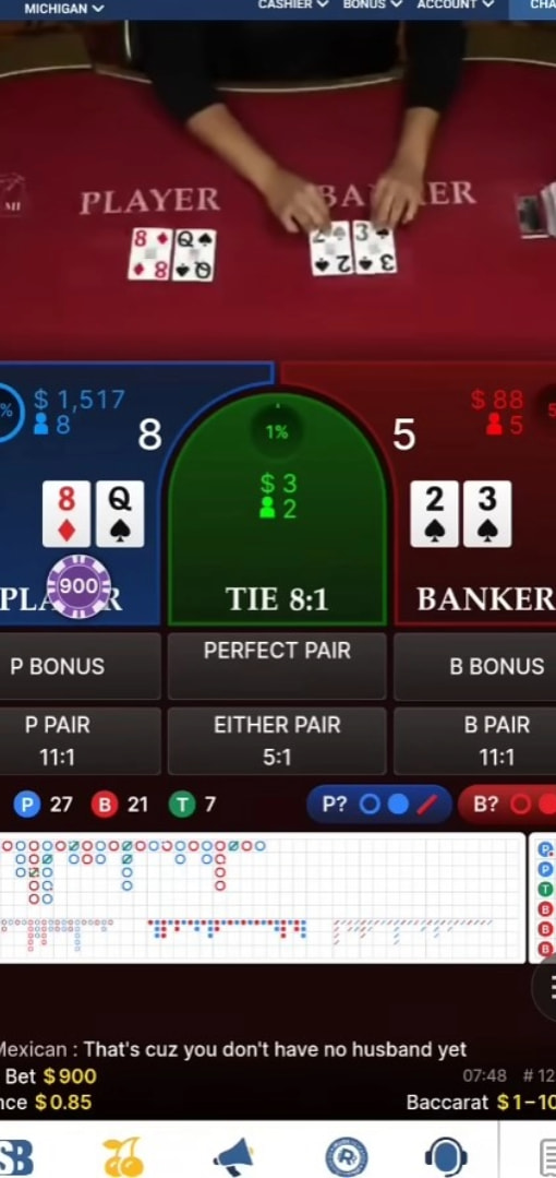 Testing Baccarat Live by Playtech