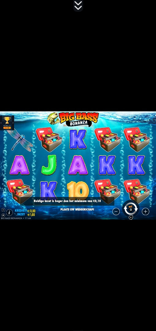 Mobiele screenshot van de gokkast Big Bass Bonanza.