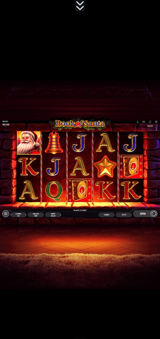 Mobiele weergave van de Book of Santa slot bij Casino777.