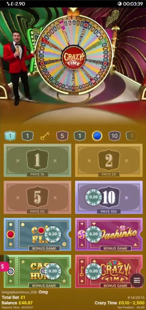 Testing Crazy Time by Evolution