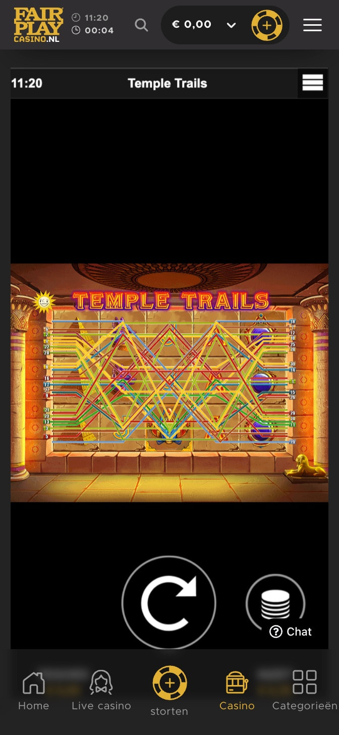 Mobiele screenshot van de Merkur gokkast Temple Trails.