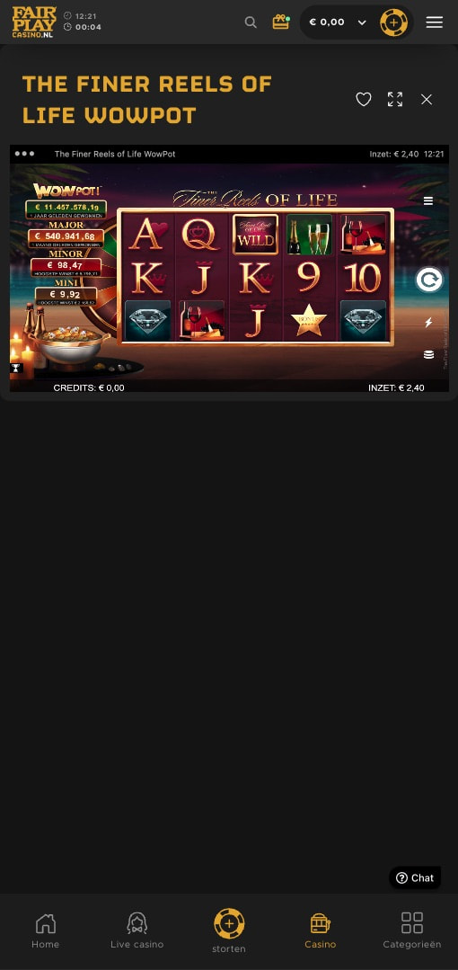 Screenshot van The Finer Reels of Life WowPot.