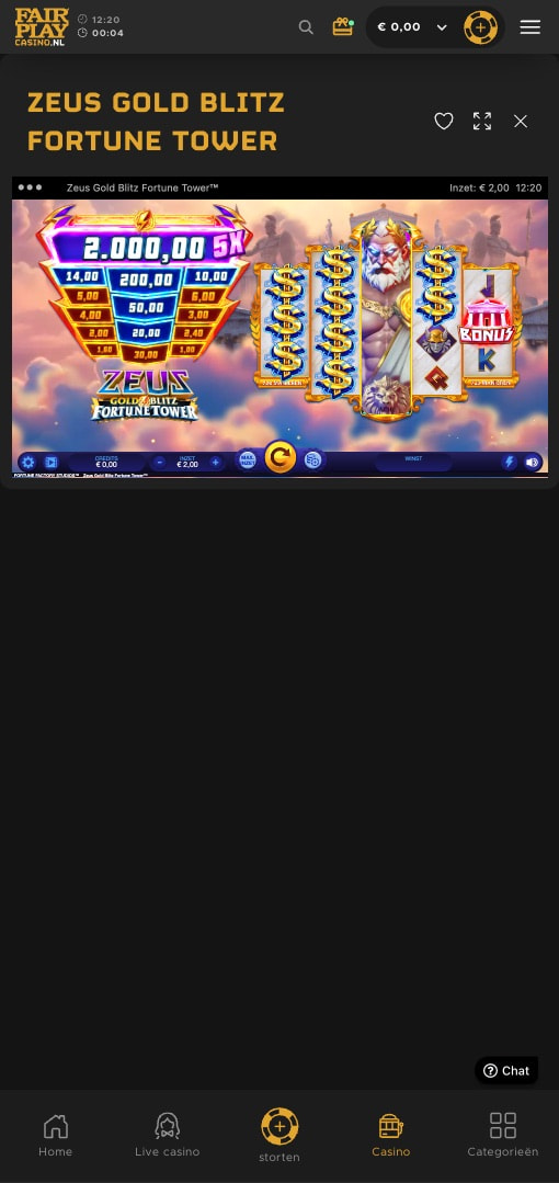 Screenshot van Zeus Gold Blitz Fortune Tower.