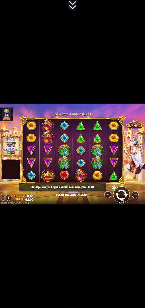 Screenshot van de mobiele versie van de gokkast Gates of Olympus.