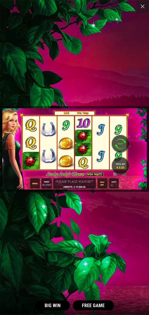 Screenshot van de klassieke Lucky Lady's Charm gokkast.