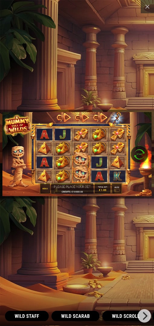 Screenshot op een mobiele telefoon van A Mummy Full of Wilds.