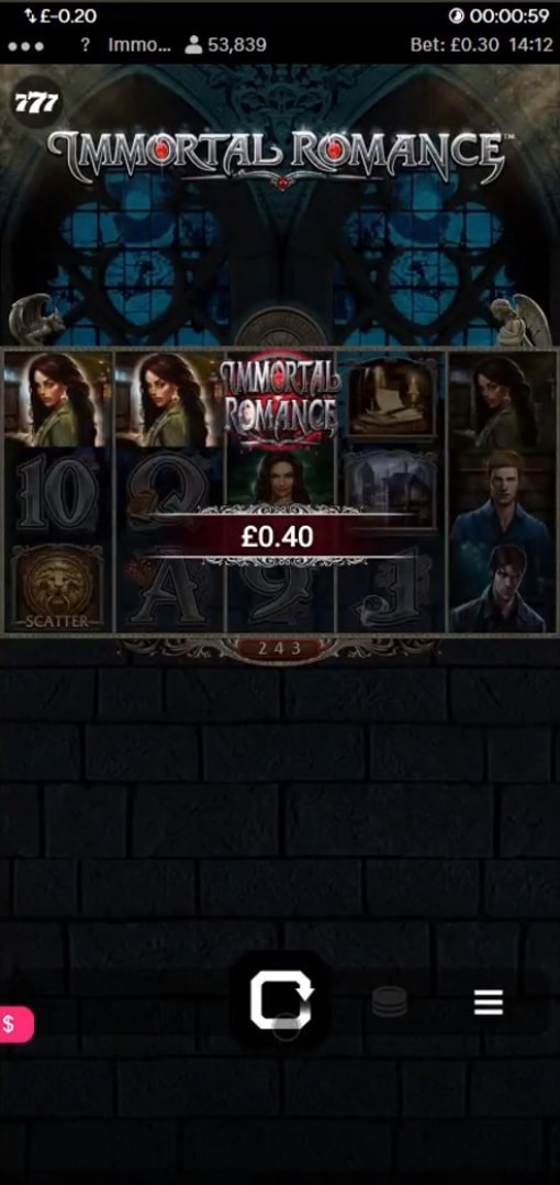 Testing Immortal Romance by Microgaming on Mobile