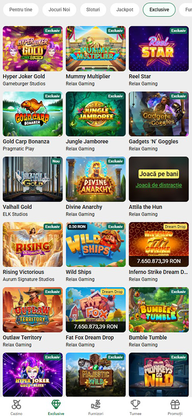Jocuri exclusive la Unibet