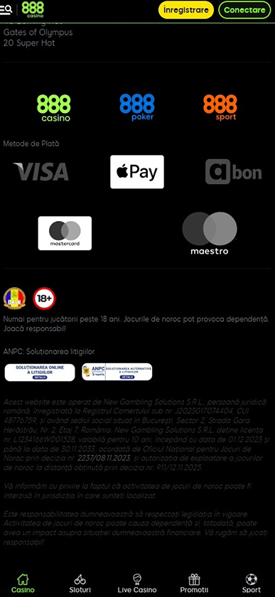 Licența 888casino.