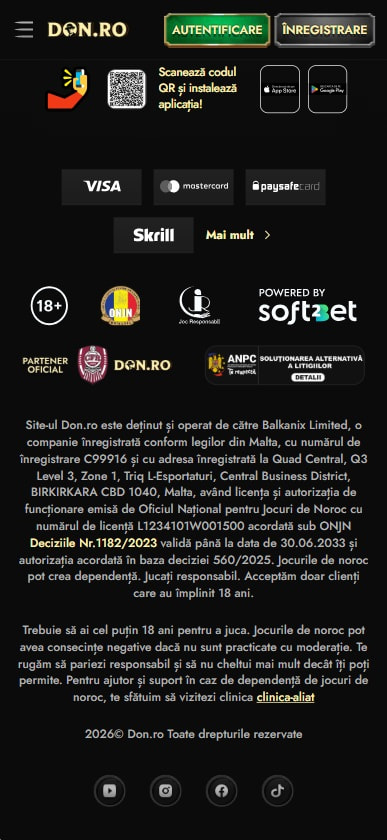 Informații despre licența ONJN și despre compania care deține Don.ro.
