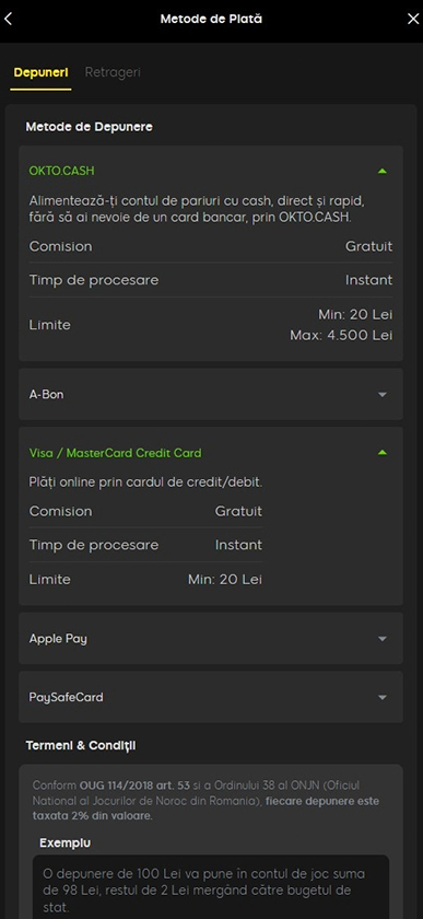 Metode de plată la 888casino.