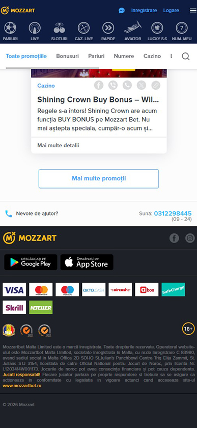 Metode de plată și aplicații Mozzart Casino.