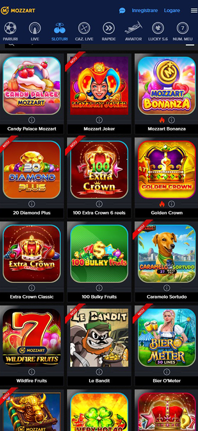 Oferta de jocuri la Mozzart.