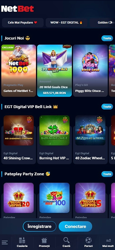 Jocuri de păcănele la NetBet Casino.