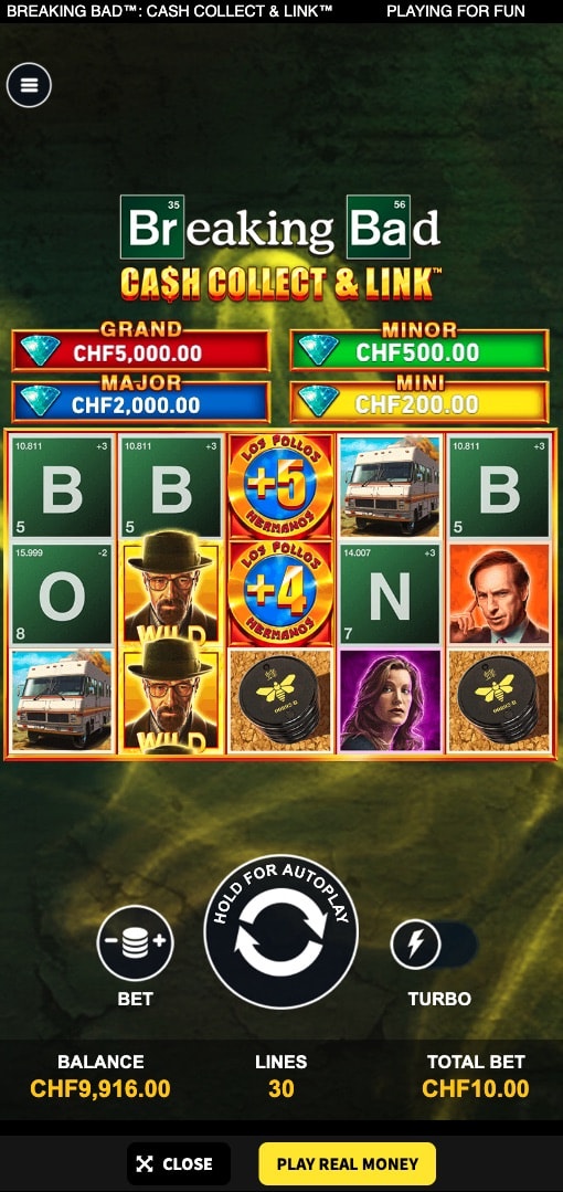 Screenshot van de officiële Breaking Bad gokkast van Playtech.