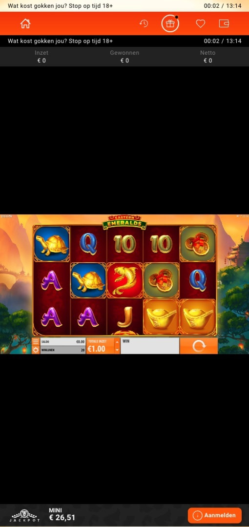 Screenshot van de mobiele versie van de gokkast Eastern Emeralds.