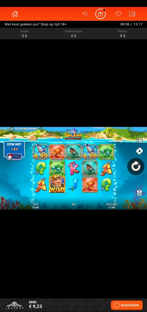 Mobiele screenshot van de Epic Fish Marlin Madness gokkast.