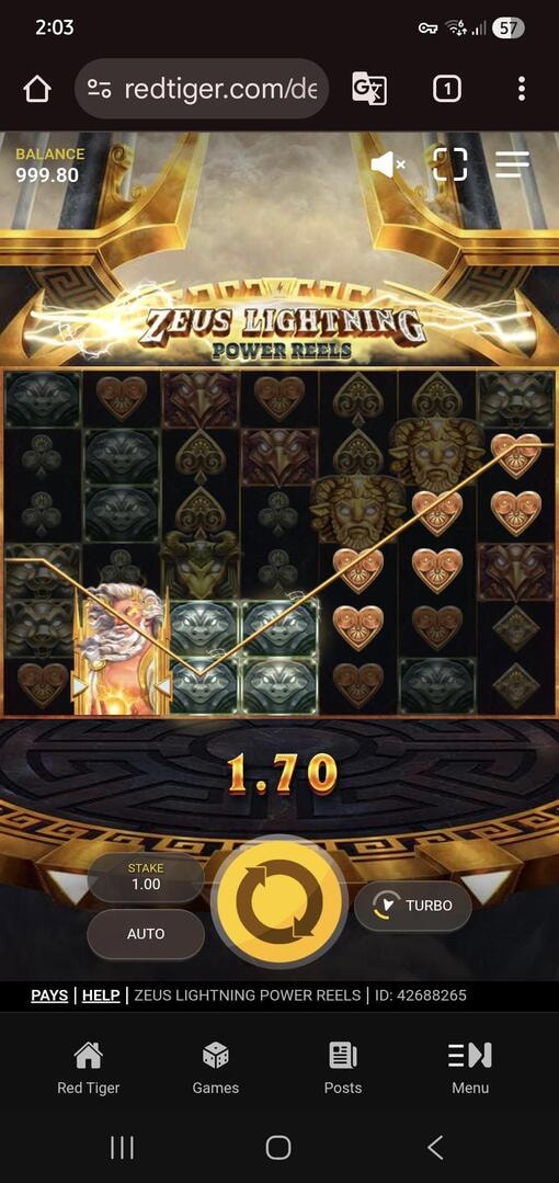 Testing the Zeus Lightning Power Reels Slot by Red Tiger