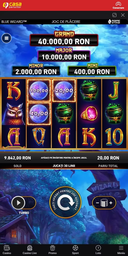 Slotul Blue Wizard de la Playtech