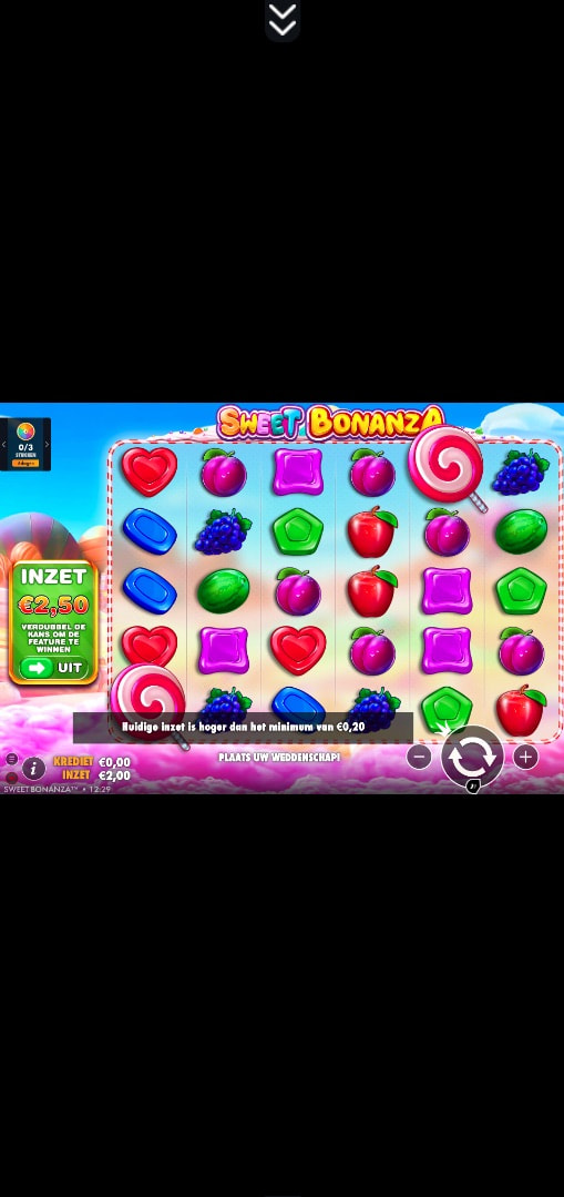 Mobiele screenshot van de Sweet Bonanza gokkast.