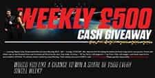 The Spin Rider casino £500 weekly cash giveaway.