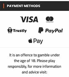 Payment methods accepted at SportNations online casino