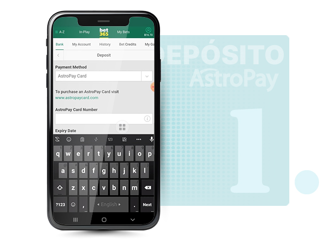 Caja del casino bet365 con AstroPay seleccionado
