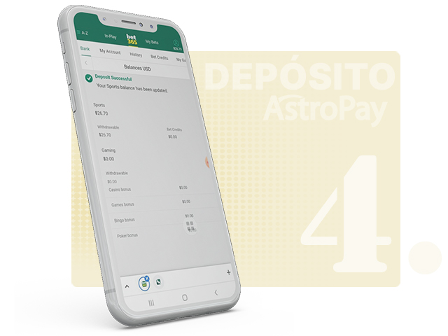 Página de confirmación de depósito de bet365