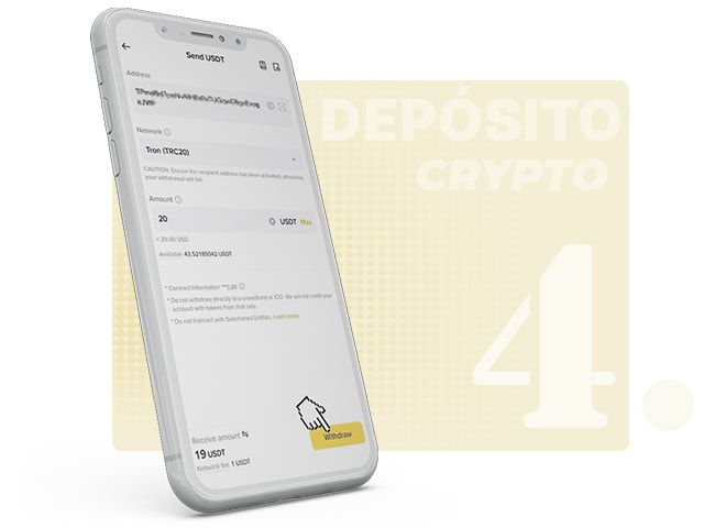 Apertura de la Billetera Cripto Elegida e Ingreso del Monto del Depósito
