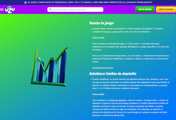 Herramientas de límites de pérdidas y apuestas en PlayUZU