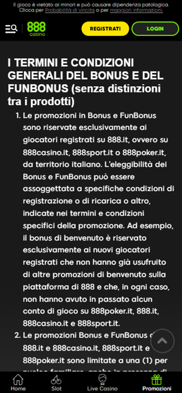 I termini di pagamento del casinò 888casino