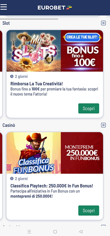 Le promozioni sul casinò online Eurobet