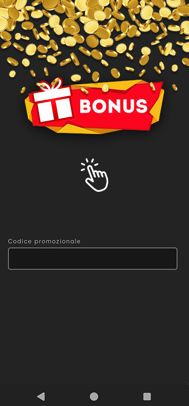 La schermata di inserimento del codice bonus di un casinò online